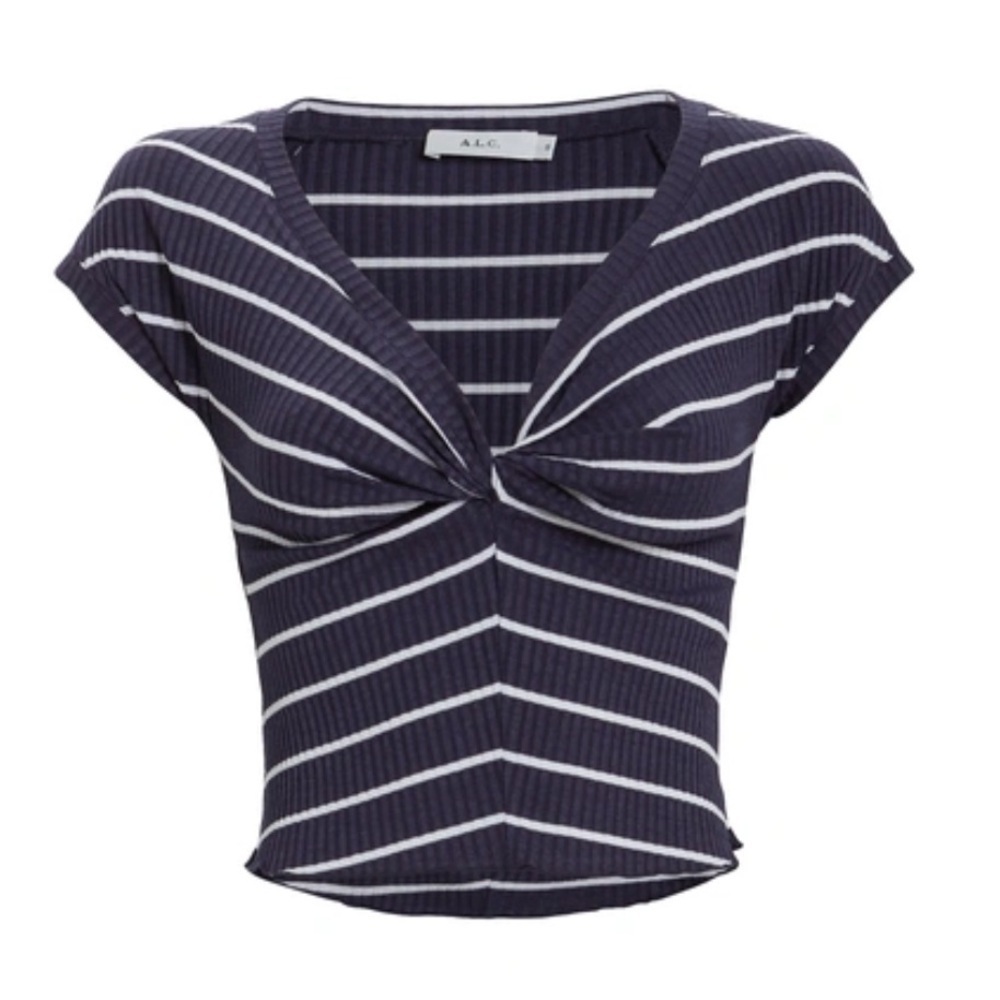 A.L.C Sabina Striped Crop Top In Navy Small
